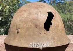 WW2 Imperial Japanese Type 90 Combat Helmet Field Gear Battle Damaged