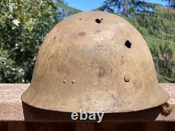 WW2 Imperial Japanese Type 90 Combat Helmet Field Gear Battle Damaged