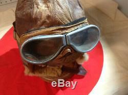WW2 Imperial Japanese Winter Late war LEATHER PILOT FLIGHT HELMET with Goggles