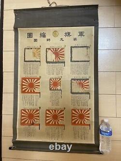 WW2 Japanese Hanging Scroll Kakejiku Imperial Original Rising Sun World War 2
