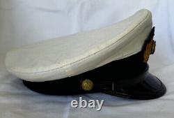 WW2 Japanese Imperial Admiral Captain Officers Visor Hat Cap WithWhite Cotton Top