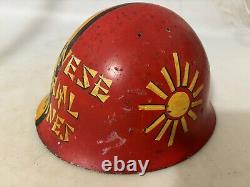 WW2 Japanese Imperial Marines Captured Painted Helmet Admiralty IS 1944 AMAZING
