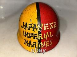 WW2 Japanese Imperial Marines Captured Painted Helmet Admiralty IS 1944 AMAZING
