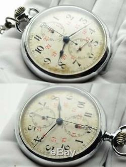 WW2 SEIKOSHA Japanese Imperial Army Pocket Watch Silver hand-rolled Chronograph