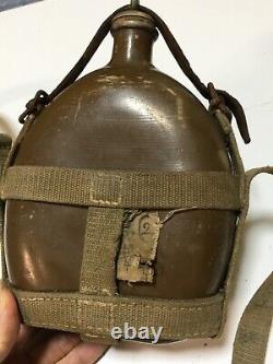 WW2 Type 94 Former Japanese Army Water Bottle Imperial Navy a lot of engraving