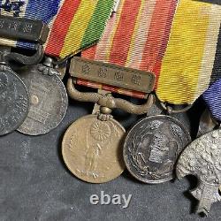 WW2 WWII Japanese imperial Soldier War Uniform 7 Medal Badge Bar with Ribon Bar