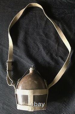 WW2 WWII imperial Japanese Army Brown Canteen Water Flask With Cork & Sling NAMED
