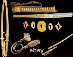 WW2 imperial japanese army type 98 gunto koshirae fittings wooden blade #7315
