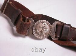 WWII Bandsman Imperial Japanese Navy Leather Belt Anchor Buckle Signed