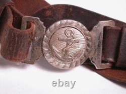 WWII Bandsman Imperial Japanese Navy Leather Belt Anchor Buckle Signed