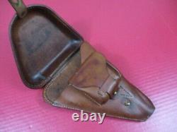 WWII Era Japanese Army Leather Holster Type 14 Nambu Pistol Original NICE #3