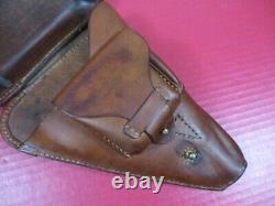 WWII Era Japanese Army Leather Holster Type 14 Nambu Pistol Original NICE #3