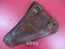 WWII Era Japanese Army Leather Holster Type 14 Nambu Pistol Original NICE #3