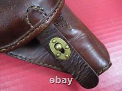 WWII Era Japanese Army Leather Holster Type 14 Nambu Pistol XLNT RARE #1