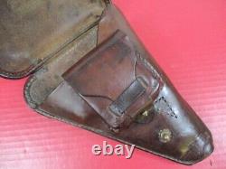 WWII Era Japanese Army Leather Holster Type 14 Nambu Pistol withStrap XLNT RARE