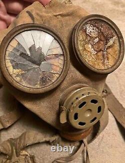 WWII IMPERIAL JAPANESE MILITARY GAS MASK 1940s ORIGINAL WITH CANISTER