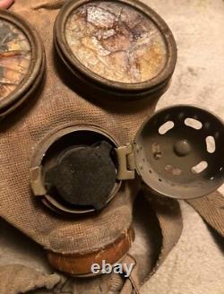 WWII IMPERIAL JAPANESE MILITARY GAS MASK 1940s ORIGINAL WITH CANISTER
