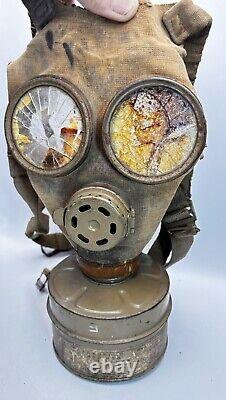 WWII IMPERIAL JAPANESE MILITARY GAS MASK 1940s ORIGINAL WITH CANISTER