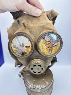 WWII IMPERIAL JAPANESE MILITARY GAS MASK 1940s ORIGINAL WITH CANISTER