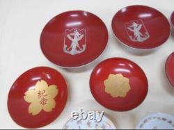 WWII Imperial Japanese Army Discharge Cups 16pc Lacquer & Ceramic Set