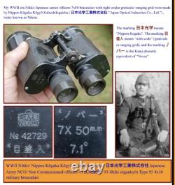 WWII Imperial Japanese Army Field Binoculars 7×50 7.1° NIKKO NOVAR Reticle Scale