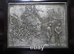 WWII Imperial Japanese Army General Gift Metal Relief Manchuria Railway Art 1937