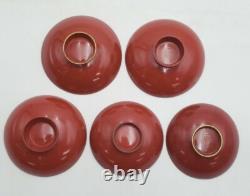 WWII Imperial Japanese Army Lacquer Sake Cups Set x5 / Victory, Cavalry, Police