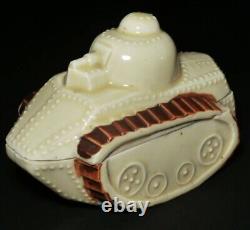 WWII Imperial Japanese Army Tank Shaped Porcelain Box Mino Ware