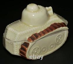 WWII Imperial Japanese Army Tank Shaped Porcelain Box Mino Ware