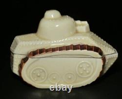 WWII Imperial Japanese Army Tank Shaped Porcelain Box Mino Ware