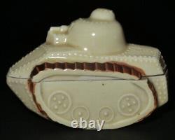 WWII Imperial Japanese Army Tank Shaped Porcelain Box Mino Ware