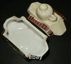 WWII Imperial Japanese Army Tank Shaped Porcelain Box Mino Ware