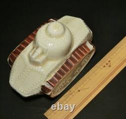 WWII Imperial Japanese Army Tank Shaped Porcelain Box Mino Ware