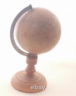 WWII Imperial Japanese Globe 1935 Antique Showa Era Wooden Base Rare Collectible