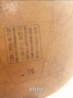 WWII Imperial Japanese Globe 1935 Antique Showa Era Wooden Base Rare Collectible