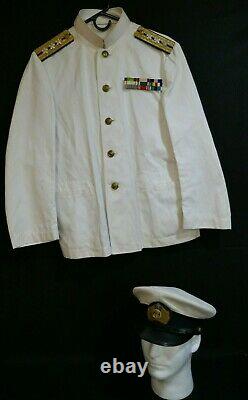 WWII Imperial Japanese Navy Captain Dress White Uniform & Visor Hat 9 Ribbons VR