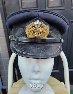 WWII Imperial Japanese Navy Custom Officer's Hat, Red Lining, Embroidered Name