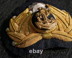 WWII Imperial Japanese Navy Officers Service Visor Hat Bullion Early War Cockade