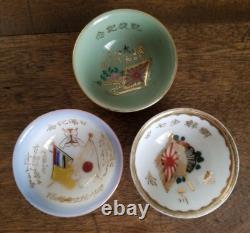 WWII Imperial Japanese Navy Sake Cup Set Anchor Rising Sun with Sailor Photo
