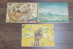 WWII Imperial Japanese Propaganda Picture Cards Attu Island Battle Set 1943