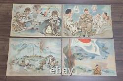 WWII Imperial Japanese Propaganda Picture Cards Attu Island Battle Set 1943