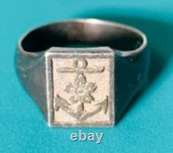 WWII Imperial Japanese SNLF Hainan Commemorative Silver Ring