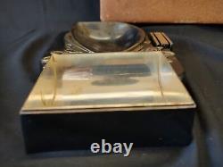 WWII JAPANESE Imperial Army Discharge Memorial Iron Ashtray withBox set-f0208