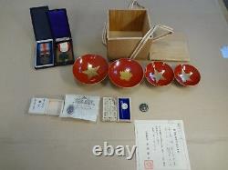 WWII JAPANESE sake cup china rising imperial document etc medal set ARMY NAVY