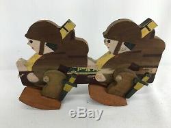 WWII Japanese Childs Wood Imperial Army Soldiers Pull Toy In Original Box