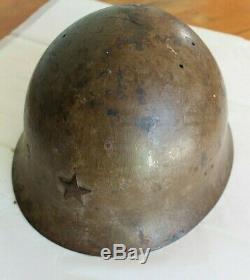 WWII Japanese Original Military Helmet Imperial Army Typ 90 Star, Leather Liner