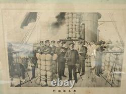 WWII Japanese imperial Military NAVY Generals on battleship photo withFlame-g0202