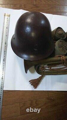 World War 2 Original Japanese Helmet Gaiter Trumpet Imperial Army Vintage WW2