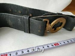 World War 2 WWII Japanese Military Imperial Navy Soldier's buckle Belt-c0925