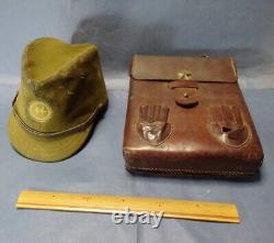 World War II Imperial Japanese Military Hat and Map Case Set Rare Antique